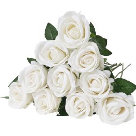 Artificial Flowers, 60 pcs Real Looking White Foam Fake Roses Bulk, White Faux Bridal Shower with Stems for DIY Wedding Bouquets