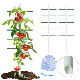 1PC 1.64FT*4FT White Round Tube Climbing Trellis, Outdoor Gardening Stand, Flower and Vegetable Climbing Trellis