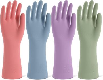 Rubber Cleaning Gloves for Dishwashing, 4 Pairs Reusable Kitchen Gloves for Washing Dishes and Household Cleaning