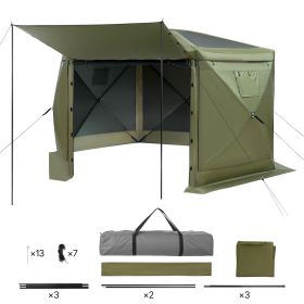 Pop up Gazebo Screen Tent, 10 x 10 ft Large 6-Sided Camping Canopy Tent with Removable Top & Carry Bag, Quick-Set & Bite-Proof
