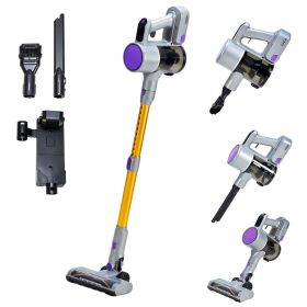 Cordless vacuum cleaner, lightweight stick vacuum household anti-tangling and LED light, powerful rechargeable wireless vacuum cleaner (Color: Purple yellow)