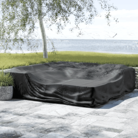 Direct Wicker 106x106in Durable and Water Resistant Outdoor Furniture Cover with Buckles Fits (Color: BLACK)