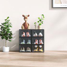 6/12/18/24/36PCS Stackable Shoe Storage Cabinet with Clear Front Door Plastic Sneaker Organizer Box for Entryway Closet or Bedroom Dustproof Shoe (size: 6PCS)